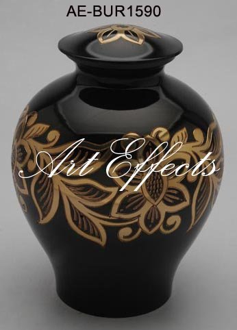 Manufacturers Exporters and Wholesale Suppliers of Black Floral Brass Cremation Urn Farrukhabad Uttar Pradesh